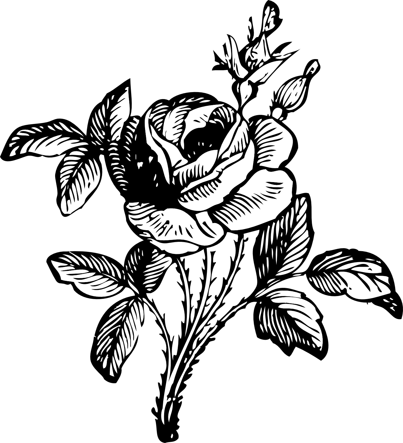 Single Rose Black And White | Clipart Panda - Free Clipart ... - Black and White Rose Clip Art