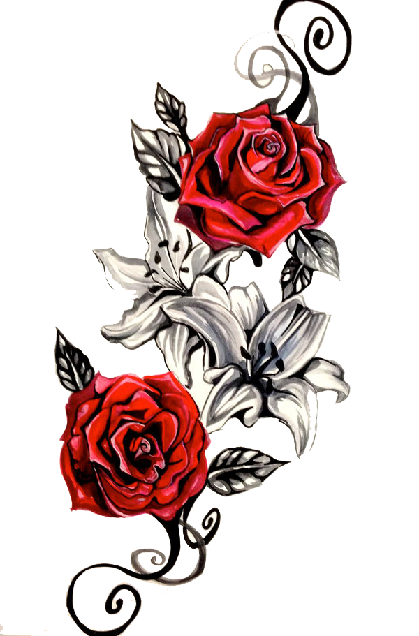 Tattoo Clip art - Rose Tattoo PNG Transparent Images png ... - Black and White Rose Print