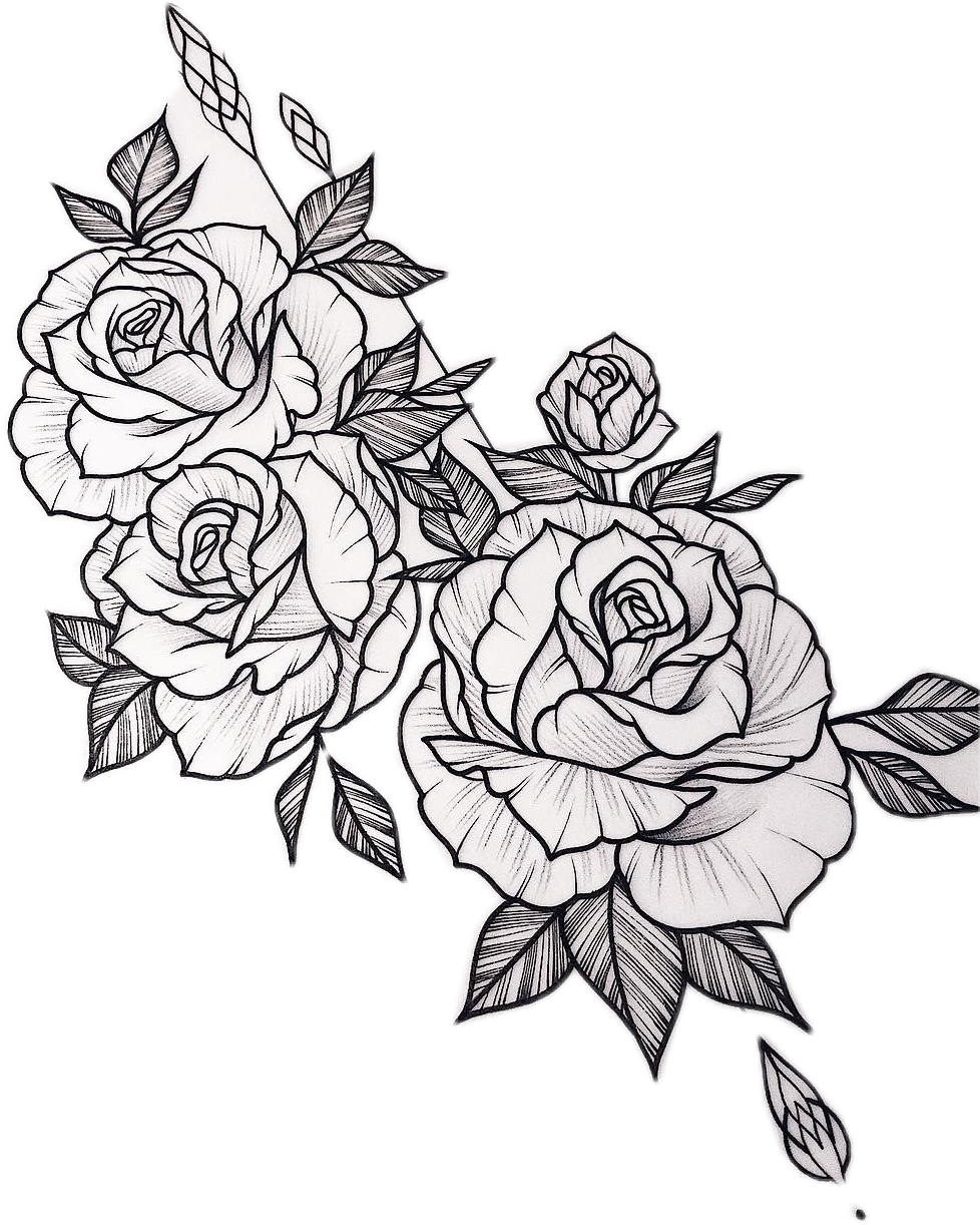 Black and White Rose Tattoos tattoo outline rose stencil drawing tattoo...