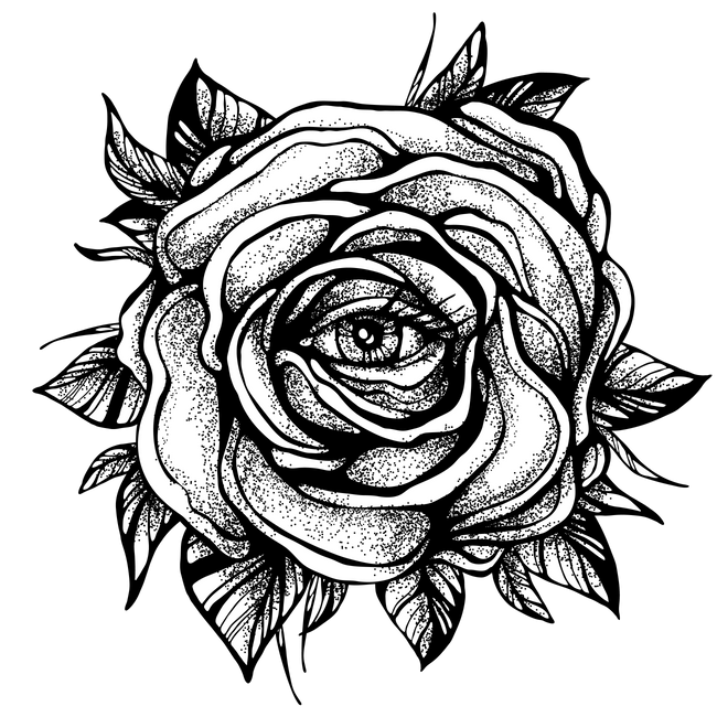 Black Rose flower With the eye Metal Print by Arina