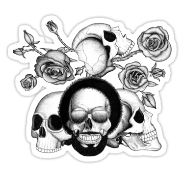 I Hiked a John Muir Trail, Canada, Sierras, Tennessee ... - Black and White Skull with Rose