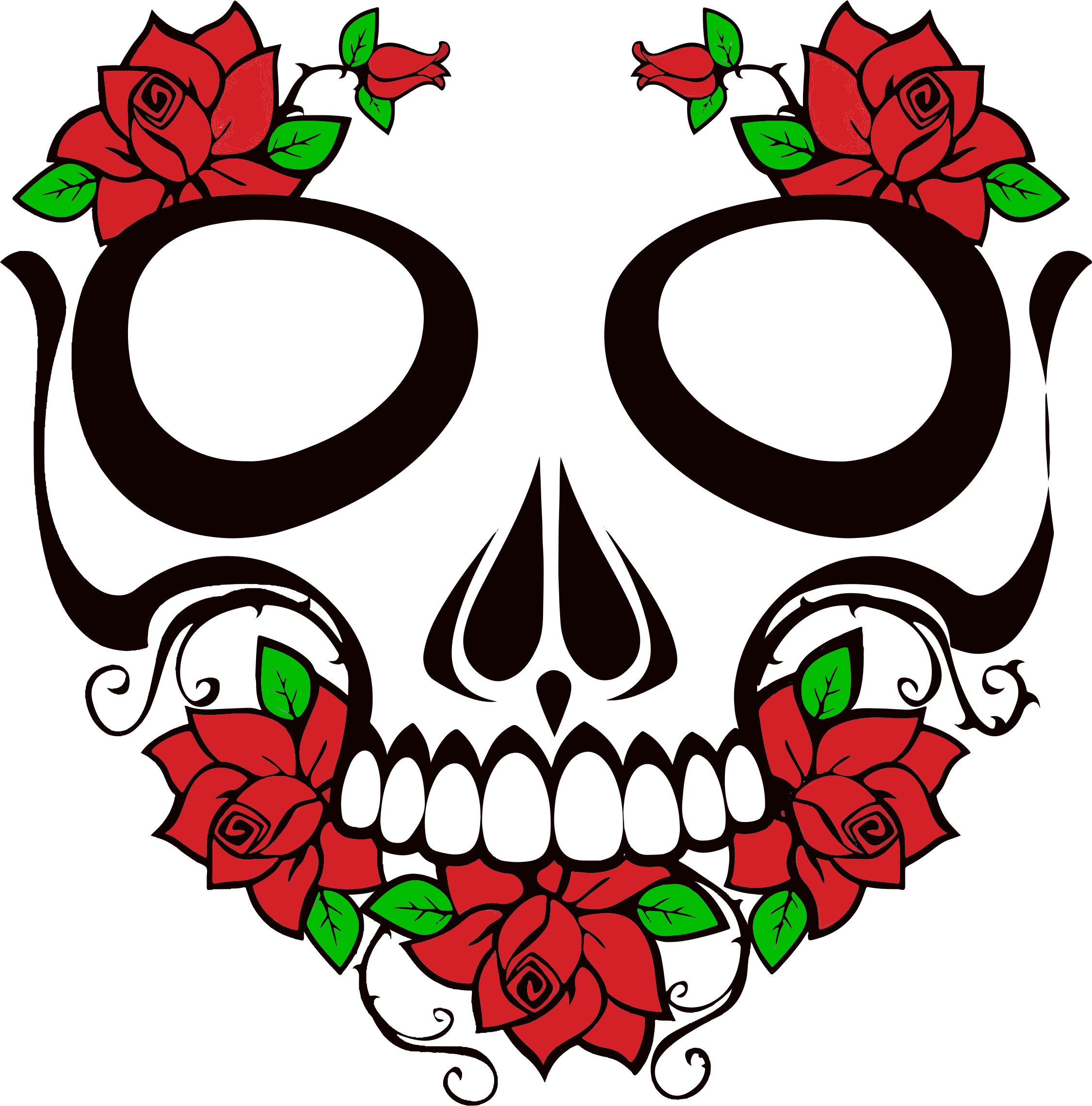 Skull And Roses Clipart - Clipart Suggest - Black and White Skull with Rose