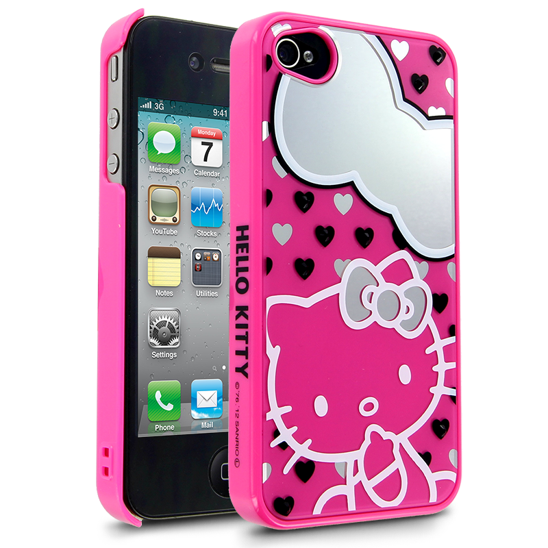 Hello Kitty Mirror Heart Case for Apple iPhone 44S  Pink