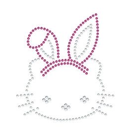 Hello Kitty rhinestone rabbit hair hoop iron on motif