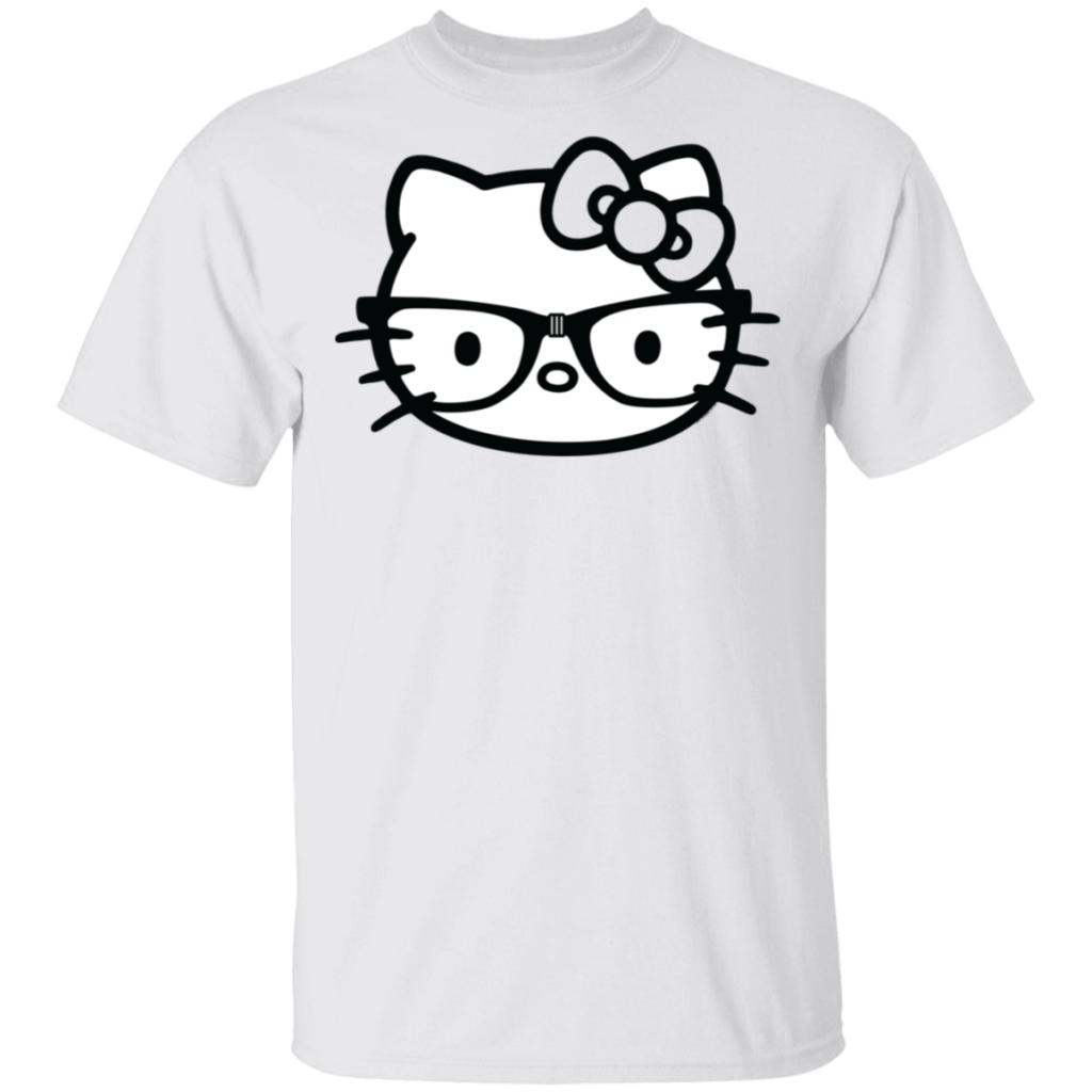 Hello Kitty Black and White Nerd Glasses Pullover TShirt