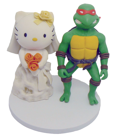 Hello Kitty and Ninja Turtles Wedding Cake Topper