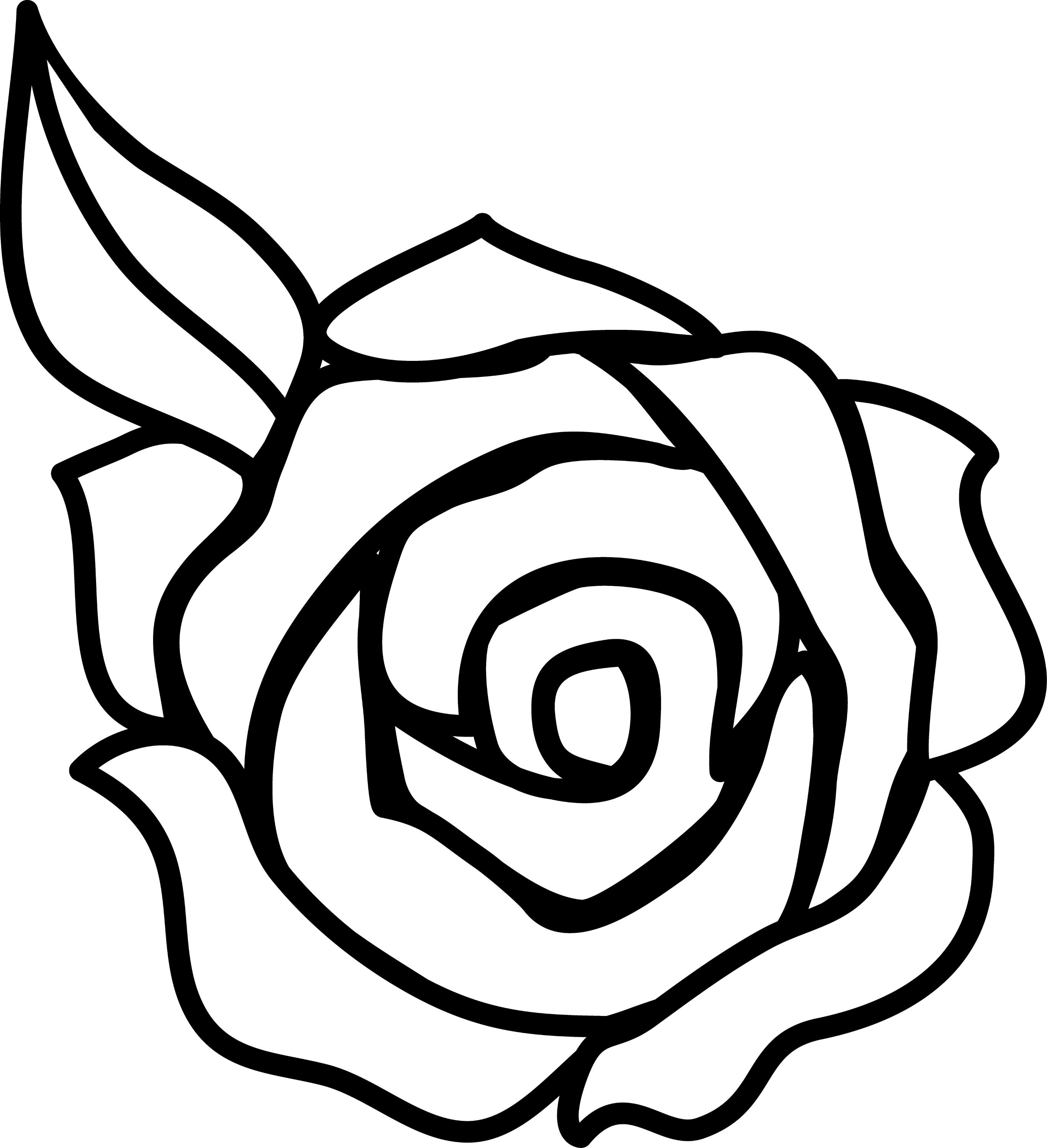 Colorable Rose Line Art  Free Clip Art