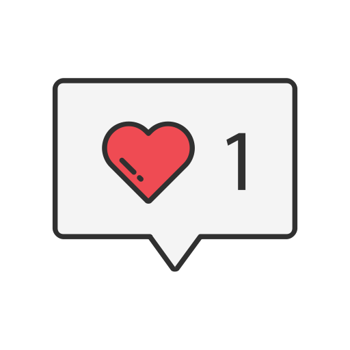 Heart like notification one like icon