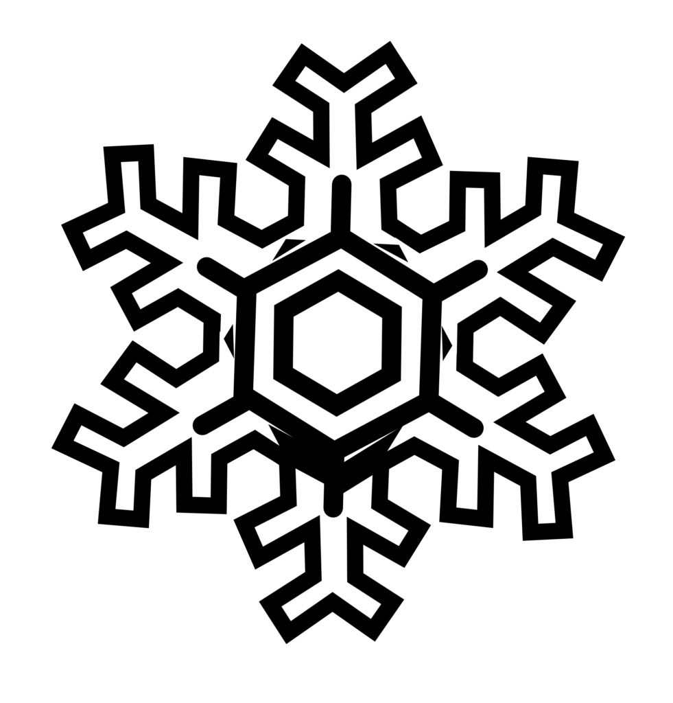 Snowflake Stylized Black White Line Art Christmas Xmas