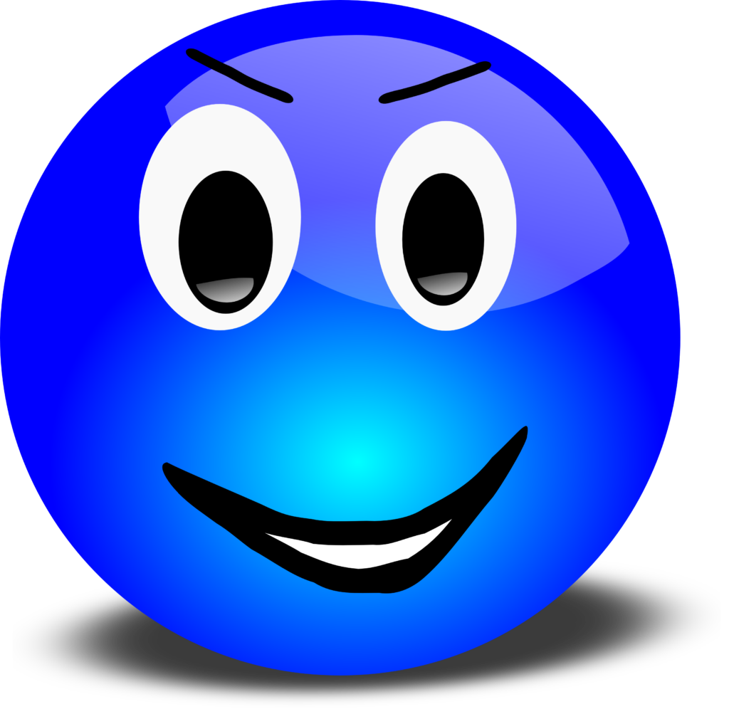 Free 3d Grinning Blue Smiley Face Clipart Illustration