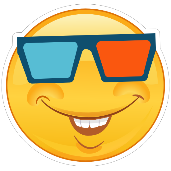 Crazy Smiling Emoji with 3D Glasses Sticker
