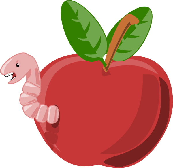 Cartoon Apple With Worm clip art 115461 Free SVG