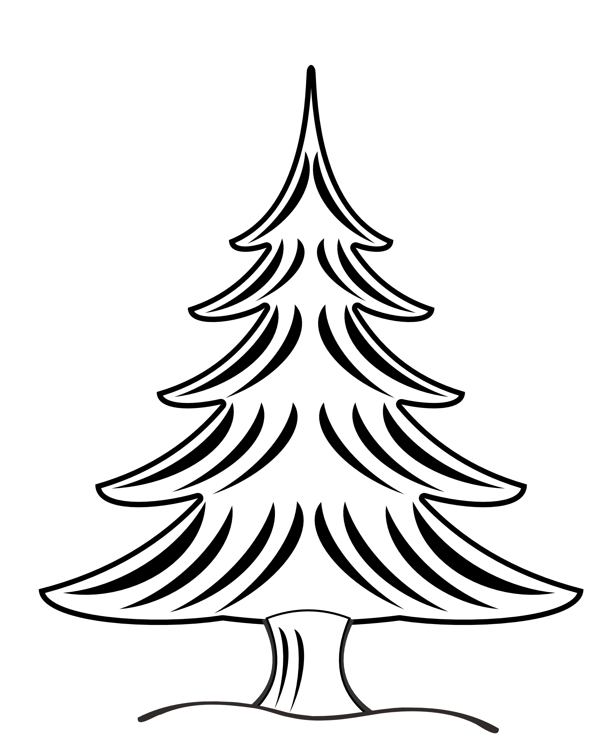 Best Christmas Tree Clipart Black And White