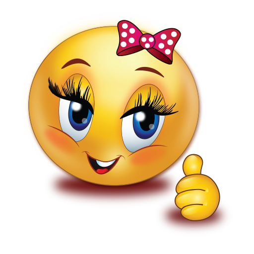 Cheer Happy Girl Thumb Up Emoji - Happy Girl Smiley Faces