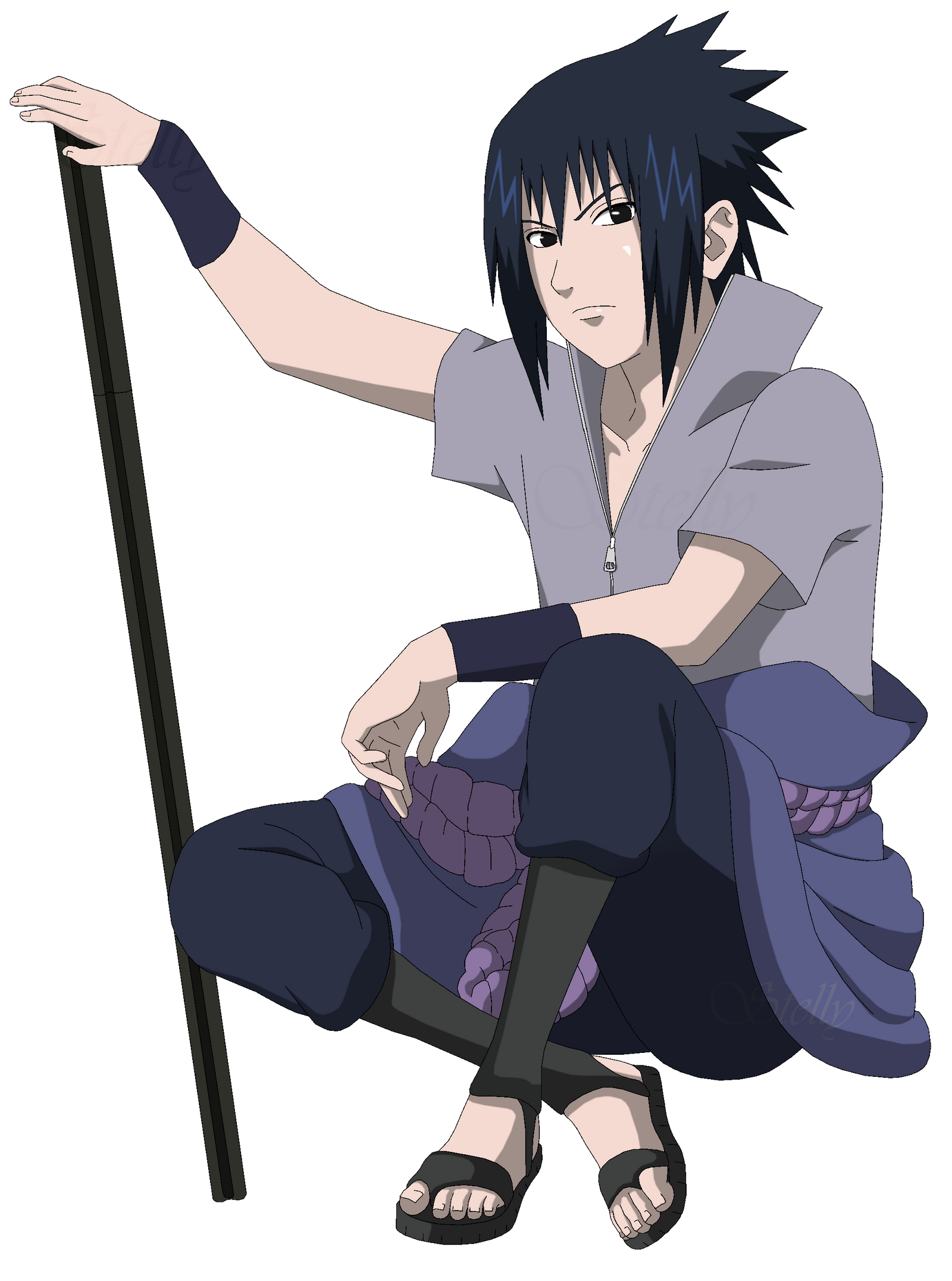 Sasuke sitting - Lineart Colored by DennisStelly on DeviantArt - Modern Sasuke