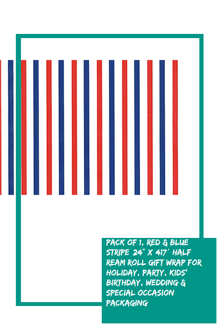 Pack of 1 Red  Blue Stripe 24 x 417 Half Ream Roll