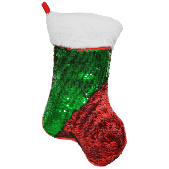 RedGreen Xmas Stocking Sequin Storage Pillow  Santas TOYS