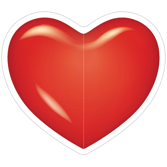 Bright Red Heart Sticker - Red X Sticker
