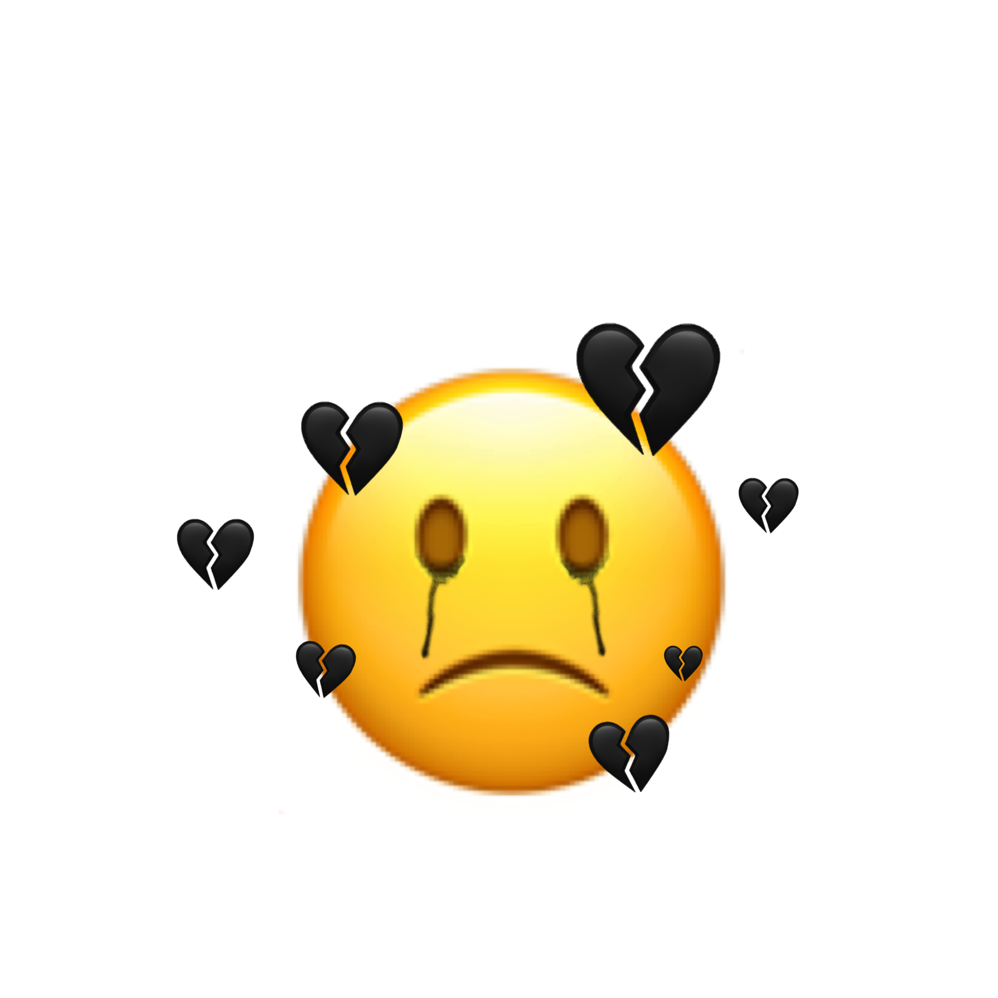 freetoedit sticker emoji sad broken black mood smiley... - Sad Heart Emoji