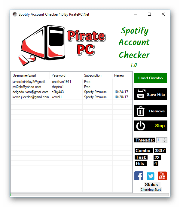 Spotify Account Checker V 10 By Pirate PC  Free Download
