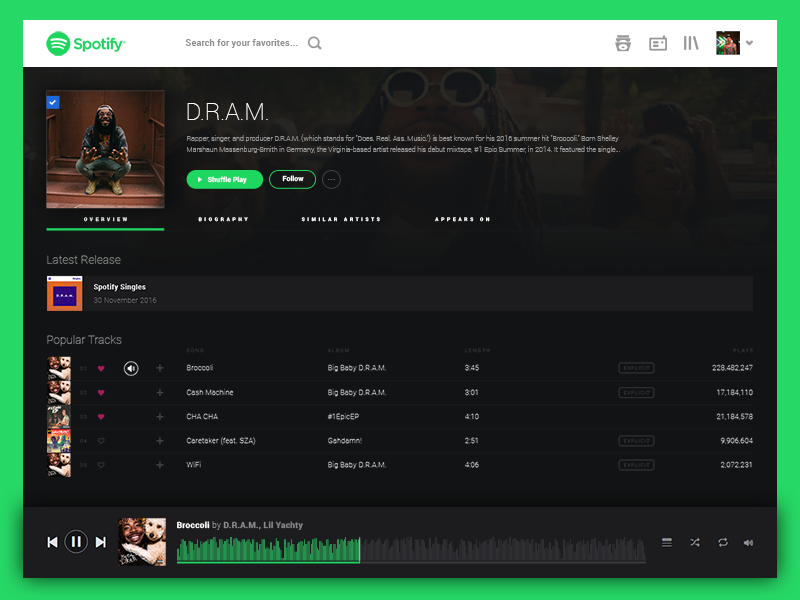 Spotify Artist Page Redesign