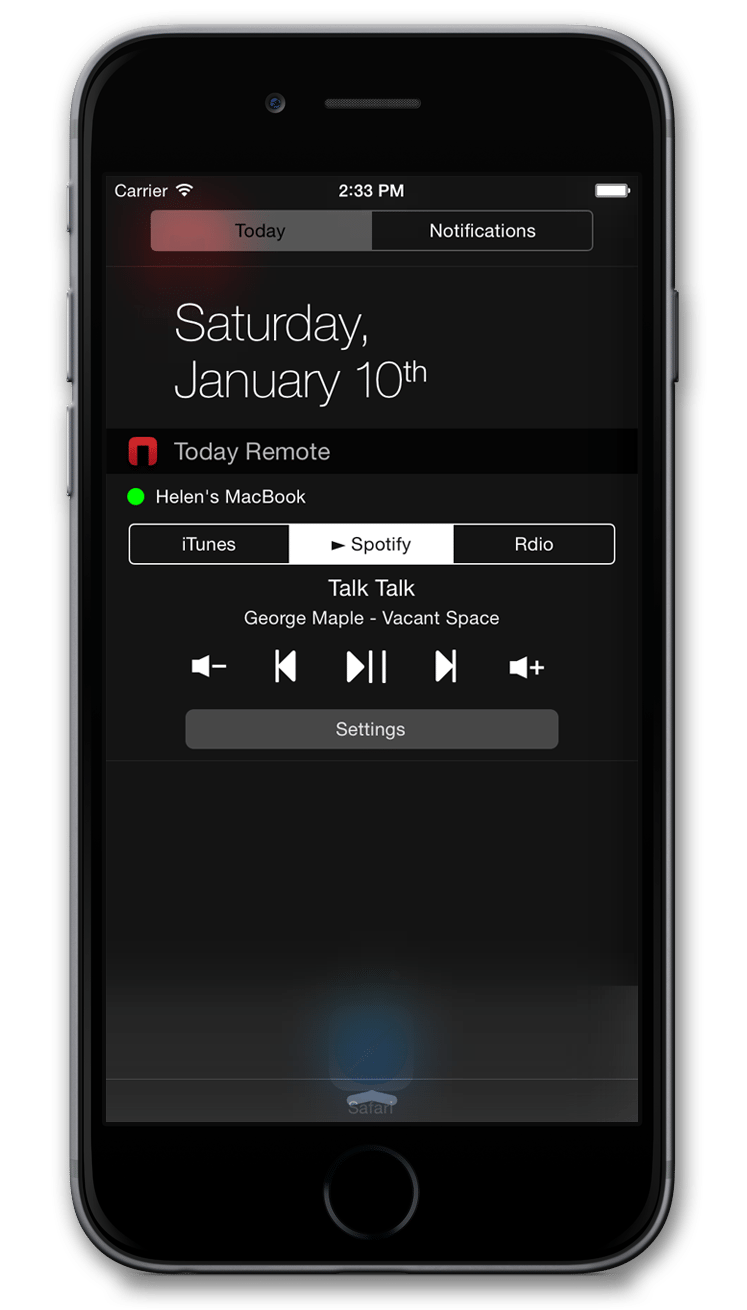 TodayRemote Widget: Control iTunes / Spotify Desktop Music ... - Spotify iPhone