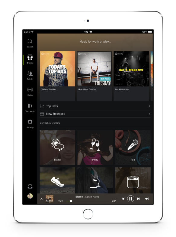 Spotify for iPad overhauled with dark UI gains Your Music