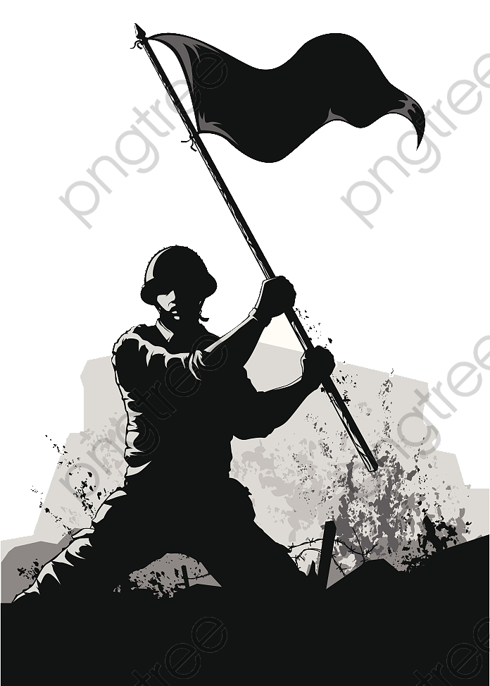 Transparent army ppt soldier black and white silhouette