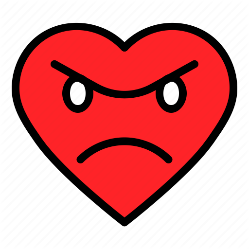 Angry emoji emoticon heart valentine icon