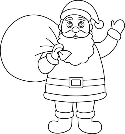 Jolly Santa Claus Coloring Page  Free Clip Art